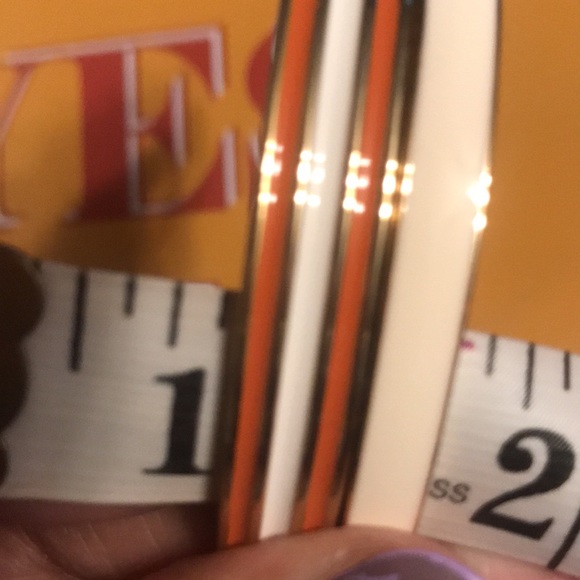 New 1st & Gorgeous By Carolee Burnt Orange & Ivory Gold Tone Bangle Bracelet Set - Picture 14 of 14